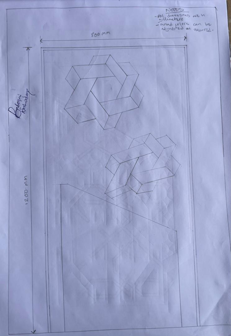 Technical Monogram Layout Sketch